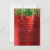 誕生日　素朴な森　赤　緑　ドリップ　葉 招待状 (正面)
