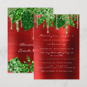 誕生日　素朴な森　赤　緑　ドリップ　葉 招待状 (正面/裏面)