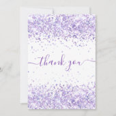 誕生日 紫 パープル グリッター ありがとう カード (正面)