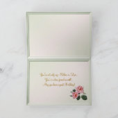 誕生日、義母カード。 ピンクのバラ カード (内部)