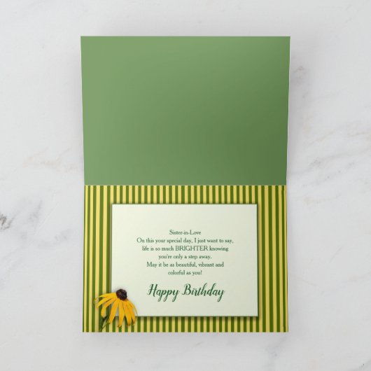 誕生日, 義理の姉, キンセンギク, ガーデン カード (内部)