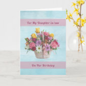 誕生日、義理の娘、カラフルな花 カード (黄色い花)