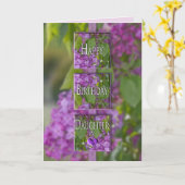 誕生日-義理の娘-ラベンダーのライラック カード (黄色い花)