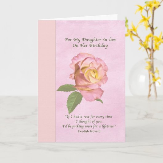 誕生日、義理の娘、平和バラ カード (黄色い花)