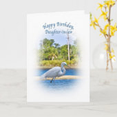 誕生日、義理の娘、素晴らしい白鷺 カード (黄色い花)