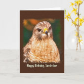 誕生日、義理の息子、赤い肩を持つタカ カード (黄色い花)