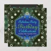 誕生日 花のスパイラル ペアック アート インビテーション (正面/裏面)