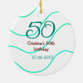 誕生日 記念日 名前 日付 50歳 誕生日 セラミックオーナメント (裏面)