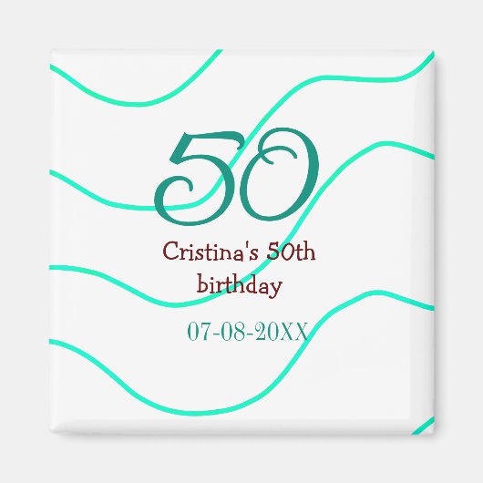 誕生日 記念日 名前 日付 50歳 誕生日 マグネット (正面)
