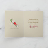 誕生日、誰か特別、赤い（鳥）ショウジョウコウカンチョウ/花 カード (内部)