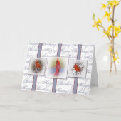 誕生日,赤深紅色,自然,三羽 カード (黄色い花)