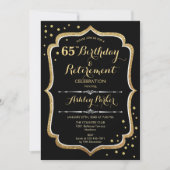 誕生日 & 退職パーティー - ブラックゴールド 招待状 (正面)