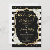 誕生日 & 退職パーティー - ブラック ホワイト ゴールド 招待状 (正面)