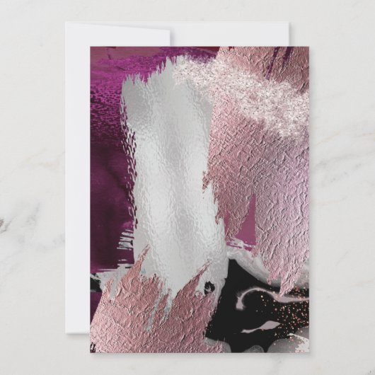 誕生日 |金属はっきりしたカシスフェイクブラシストローク 招待状 (裏面)