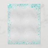 誕生日 銀の青いグリッター お手頃 招待状 チラシ (裏面)