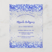 誕生日 銀 ロイヤルブルー インビテーションポストカード (正面)