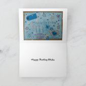 誕生日 – 青 – スクラップブックカード カード (内部)