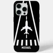 誕生日 飛行機 着陸 滑走路 モノクロ Case-Mate iPhoneケース (裏面)