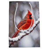 誕生日（鳥）ショウジョウコウカンチョウオンウィンターブランチ ミディアムペーパーバッグ (正面)