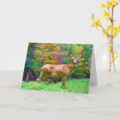 誕生日、鹿のカード カード (黄色い花)