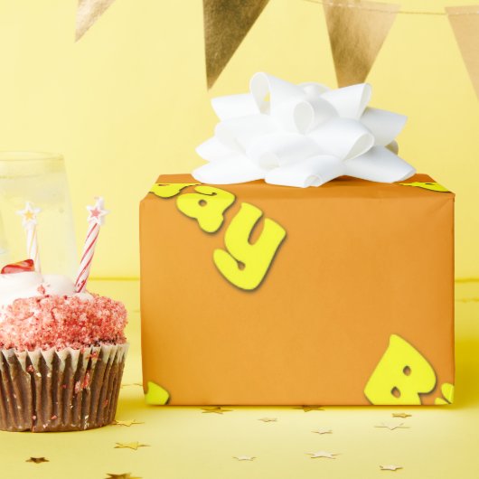 誕生日（黄色） ラッピングペーパー (誕生日パーティー)