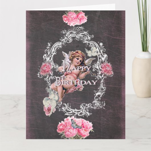 誕生日 – 黒い黒板 – グリーティングカード (正面)