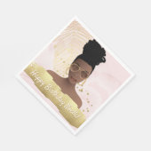 誕生日，黒人女性，金ゴールド熱帯葉，ピンク スタンダードランチョンナプキン (角)