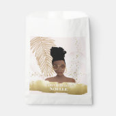 誕生日，黒人女性，金ゴールド熱帯葉，ピンク フェイバーバッグ (正面)