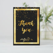 誕生日 黒 ゴールド コンフェッティ お礼カード サンキューカード (スタンド正面)