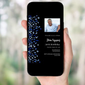 誕生日 黒 ネイビー 青 写真 招待状