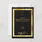 誕生日 黒 金の紙吹雪 お礼カード サンキューカード (裏面)