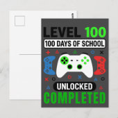 誕生日 100日間の学校レベルを解除したゲーマー ポストカード (正面/裏面)