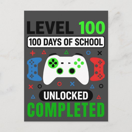 誕生日 100日間の学校レベル解除 ゲーマー ポストカード (正面)