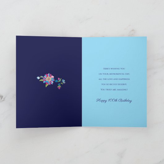誕生日、100th、明はっきりしたるく花カラフル類 カード (内部)
