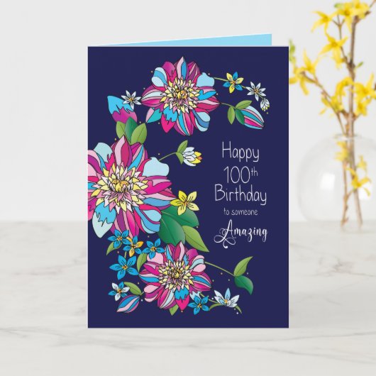 誕生日、100th、明はっきりしたるく花カラフル類 カード (黄色い花)