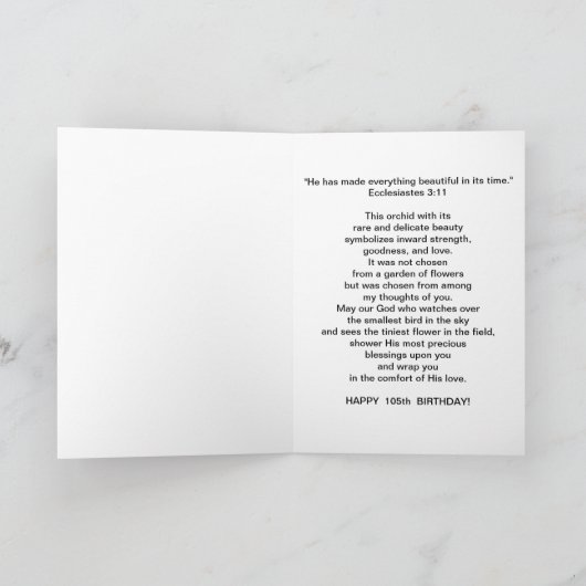 誕生日、105th、Orchid on Black カード (内部)