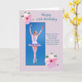 誕生日, 13th，バレリーナ，ハイビスカスの花 カード (黄色い花)