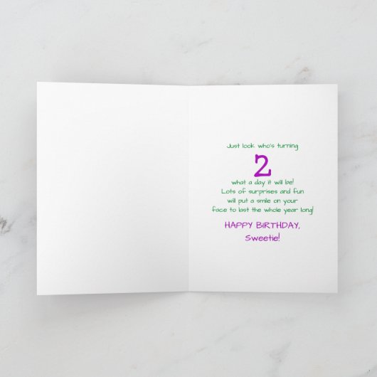 誕生日- 2歳 – キティ祝キャット カード (内部)