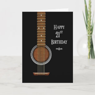 誕生日、21st、ブラック·アコースティック·ギター カード