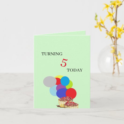 誕生日: 5年カード カード (黄色い花)