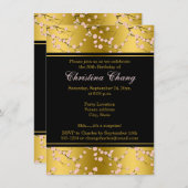 誕生日 | 50歳 | ゴールド、ブラック | 桜 招待状 (正面/裏面)