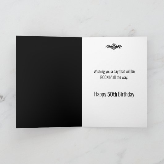 誕生日, 50th, Black Acoustic Guitar カード (内部)