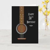 誕生日, 50th, Black Acoustic Guitar カード (黄色い花)