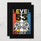 誕生日 53レベル 解放 53 ゲーム ヴィンテージ 招待状 (正面/裏面)