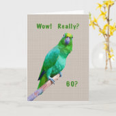 誕生日, 60th, Green Macaw Parrot on a Limb カード (黄色い花)