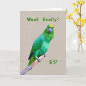誕生日, 61st, Green Macaw Parrot on a Limb カード (黄色い花)