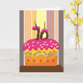 誕生日 – 70~70歳の誕生日を祝うキャンドル付きのケーキ カード (黄色い花)