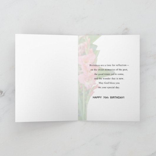 誕生日, 70th, Pink Gladiolus カード (内部)