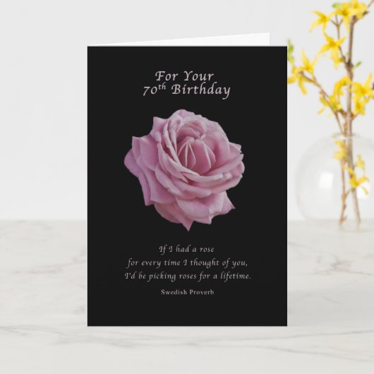 誕生日, 70th, Pink Rose on Black カード (黄色い花)