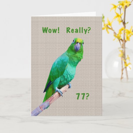 誕生日, 77th, Green Macaw Parrot on a Limb カード (黄色い花)